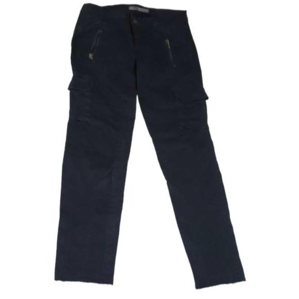 Zara Basic womens Cargo pants black color size 4 two front pockets with zipper